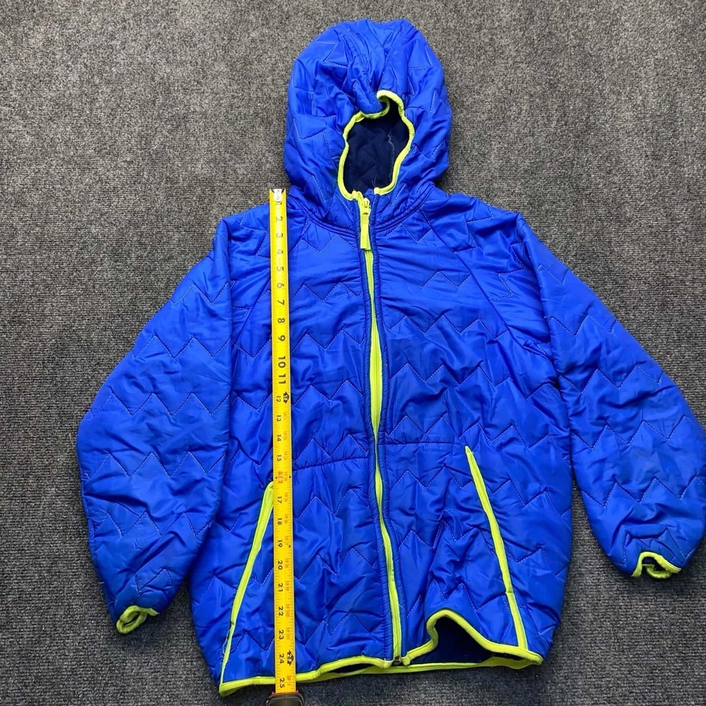 Firefighter Operation Warm Kids Puffer Jacket Blue Neon Green Sz 18 Quilted